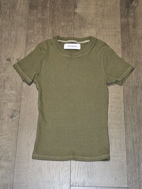SPRWMN  Moss Rib Baby Tee- Olive Green